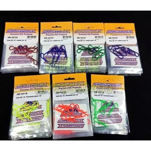 6pcs/bag Original ARROWMAX 1/8 high quality Fluorescent color shell Body Clips Pins for Buggy drift Monster truck Crawler Scale
