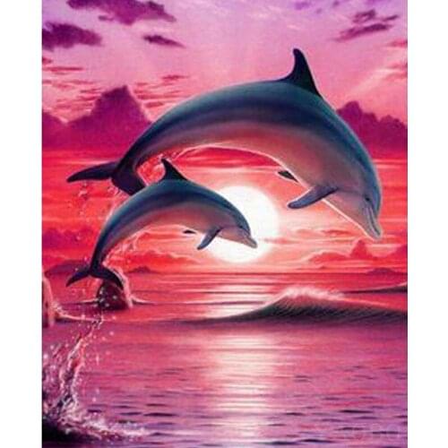Dolphin jumping animal DIY Diamond painting Dolphin Diamond Embroidery corss stitch Dolphins jump Rhinestone Mosaic Painting