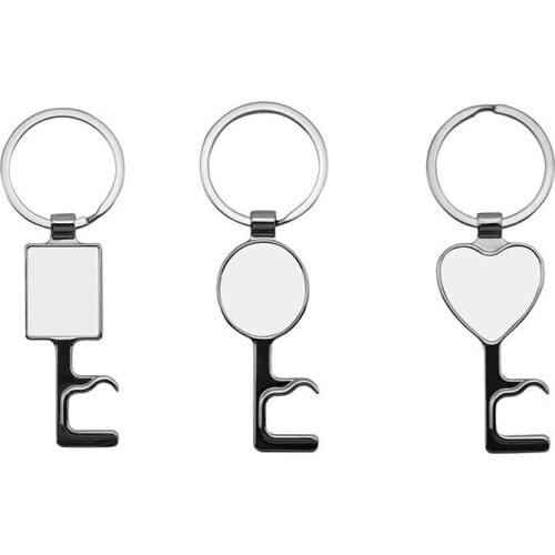 Sublimation blank metal keychains Bottle opener bracket heart round key ring hot transfer printing material 50pcs/lot