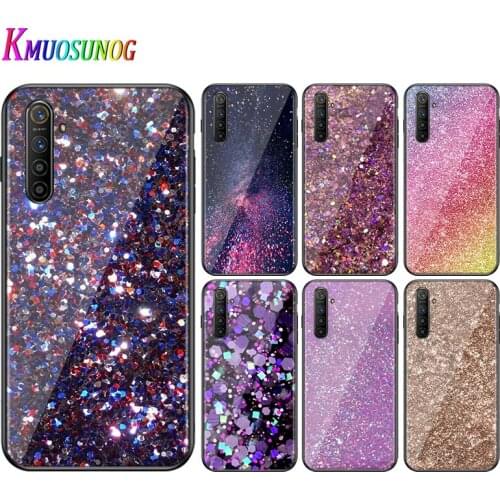 For OPPO A5 A9 2020 F7 Phone Cover Shell Gold Pink Glitter Print for OPPO Reno 2 Z 2Z 2F 3 4 Pro 5G Bright Black Phone Case