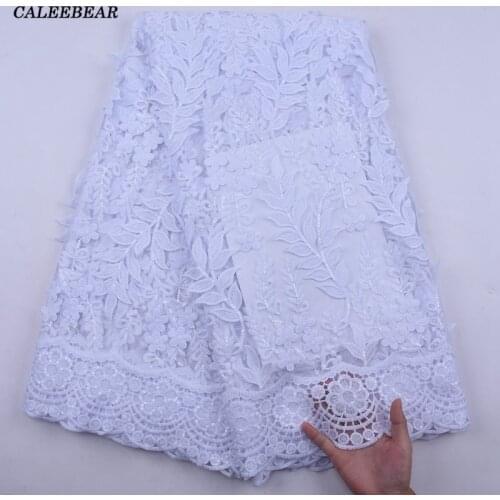 Pure White African French 3D Tulle Lace Fabric 2021 High Quality Lace With Sequins Nigerian Lace Fabrics For Wedding Dress S2155