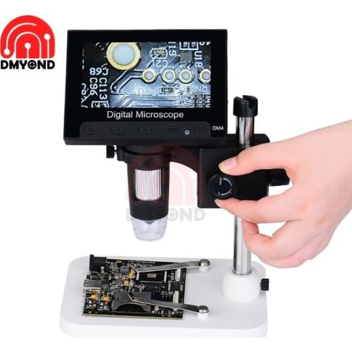 800X 30W Pixels DM4 4.3 Inch LCD Display VGA Digital Microscope 8 LED +Metal Bracket for PCB Motherboard Repaire Test Tool