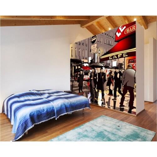 Custom art wallpaper, Paris at Night,3D retro wallpaper for living room bedroom kitchen restaurant wall waterproof wallpaper