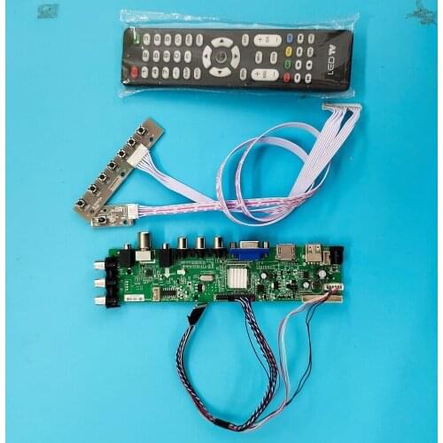 Kit For CLAA156WA15A Signal controller board TV LVDS USB AV VGA LED HDMI digital DVB-T DVB-T2 WLED 1366X768 40pin 15.6" remote