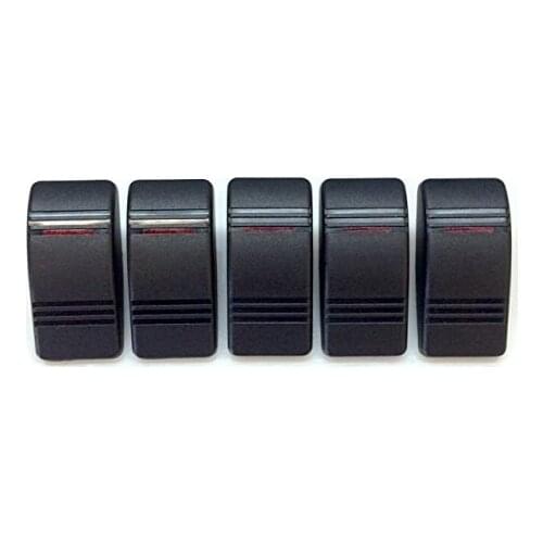 Rocker Marine Switch Cover Black cover with 1 Red Lens, 5 pack universal rocker switch cover