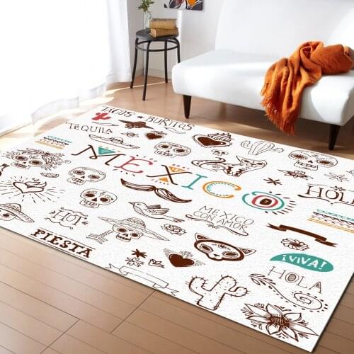 Mexican Skull Ct Cartoon Cactus Carpets for Bedroom Home Decor Carpets Kawaii Rugs and Carpets for Home Living Room Outdoor Rug