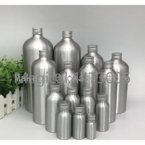 2pcs 10/30/50/60/80/100ml Aluminum silver empty bottle Screw cap cosmetic jar Sample Perfume essential oil Refillable bottles