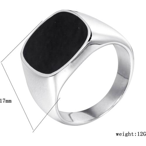 Lightning Offers Geometric Square Black Enamel Cock Rings For Boyfriend Mens Simple Minimalist Birthday Gifts Stainless Steel
