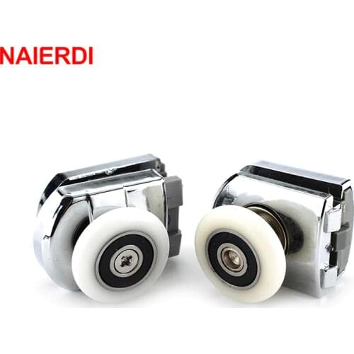 NAIERDI Runners Rubber Shower Wheels Stainless Steel Brass Shower Pulleys Replacement Door Rollers For Bathroom Fixture Hardware