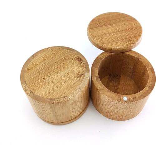 Natural Bamboo Seasoning Jar Eco friendly Salt Can Sugar Spice Bottle With Screw Cap Kitchen Tea Storage Box Containers Jars