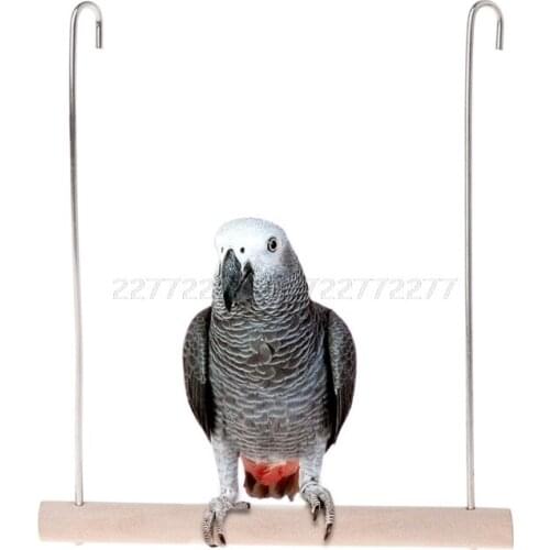Natural Wooden Birds Perch Parrots Hanging Swing Cage Pendant Toys Stand Holder O30 19 dropship