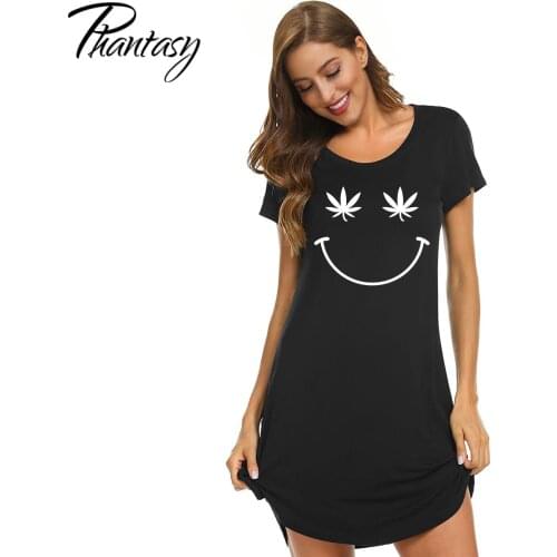 Phantasy New Print Female T-Shirt Summer Casual T-Shirt Home Wear Plus Size Women Cloths Short-Sleeved Loose Jumpsuit Nightdress