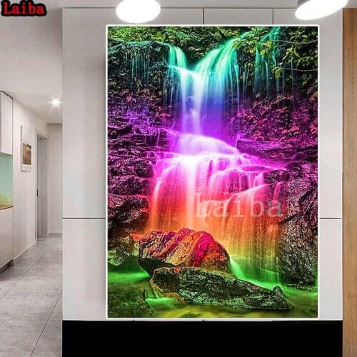 New Full drilling Diamond Embroidery Waterfall Scenic New Arrival Diamond Painting Home Decoration Needlework Cross Stitch Kits