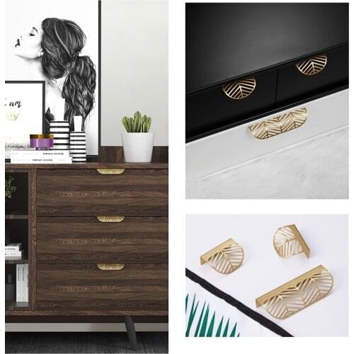 Leaf Brass Furniture Handle Hardware Kitchen Handle Drawer Cupboard Pulls Handles Door Wardrobe Handles