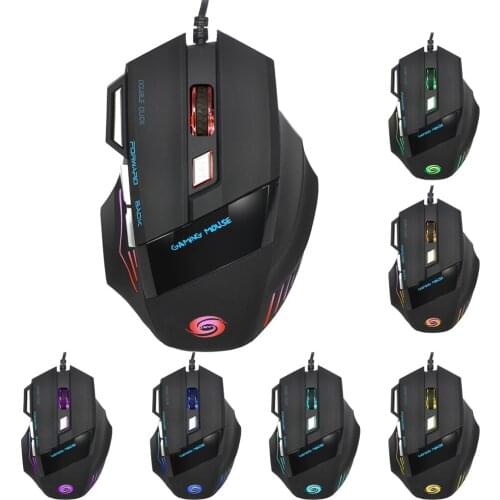 Optical Wired Gamer Mouse Adjustable 5500DPI 7 Keys LED Gaming Mouse for PC Laptop -Drop