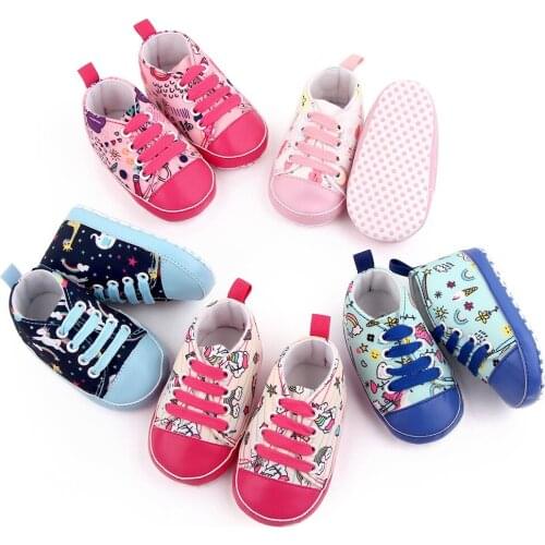 Autumn Fall Baby Boys Girls Cartoon Pattern Casual Sneaker Infant Soft-soled Toddler Shoes Lace-up Shoes First Walkers