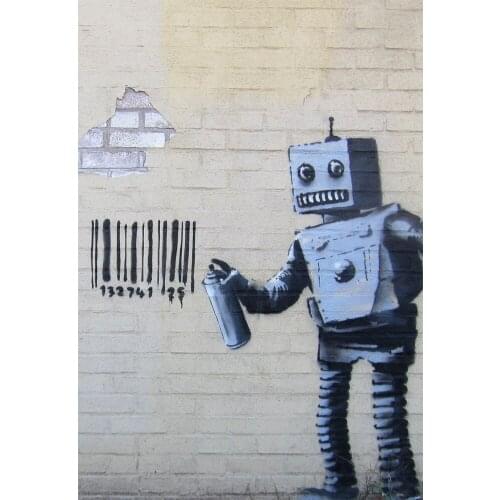 Robot Bar Code Label Posters And Prints Canvas Painting Wall Art Home Decor For Living Room Home Decor Pictures
