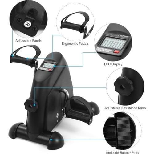 Mini Pedal Stepper Exercise Machine LCD Display Indoor Cycling Bike Stepper with Adjustable Resistance For Home Office Gym