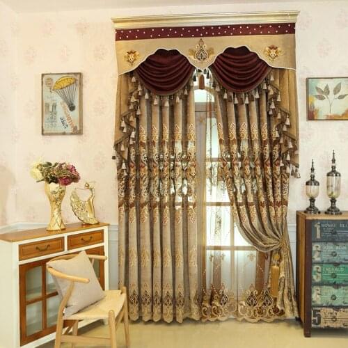 European Style Curtains Light Luxury Water-soluble Hollow Embroidery Finished Product Curtains for Living Dining Room Bedroom