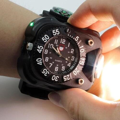 Wrist Light Portable Q5 LED Wrist Watch Flashlight Torch Light USB Charging Wrist Tactical Rechargeable Flashlight Led