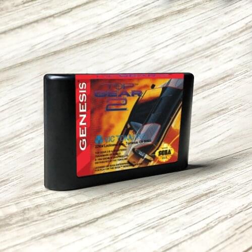Top Gear 2 - USA Label Flashkit MD Electroless Gold PCB Card for Sega Genesis Megadrive Video Game Console