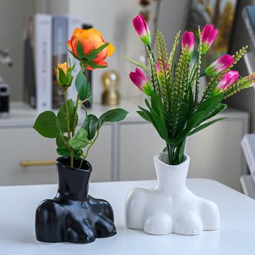 Creative Abstract Art Human Shaped Ceramic Vase European Style Empty Flower Pot for Home Decoration