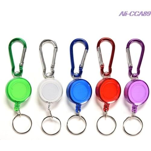 High Strength Steel Wire Pull Keyring Tag Card Holder Recoil Belt Metal Badge Retractable Reel ID Badge Holders Random Color