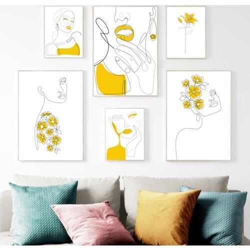 Flower Line Lady Body Art Minimalist Abstract Wall Art Print Canvas Painting Nordic Poster Wall Pictures For Living Room Decor