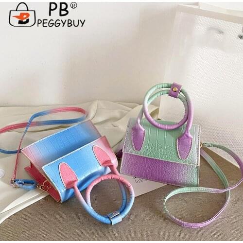 Women Alligator Pattern Soft Leather Women Designer PU Handbag Gradient Messenger Bag Casual Ladies Mini Handbags