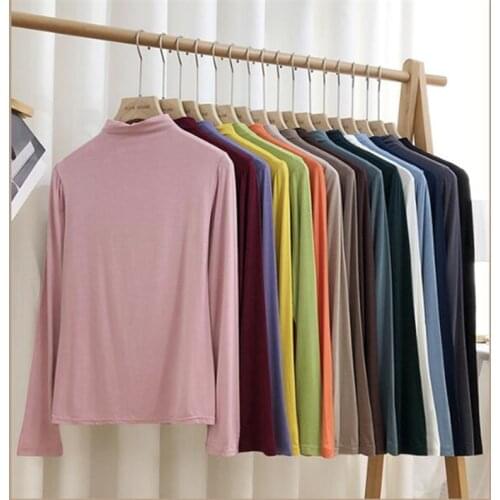 Large size women cotton shirts 2020 autumn new fashion turtleneck tops solid long sleeve ladies shirt plus size m-6xl 7xl 8xl