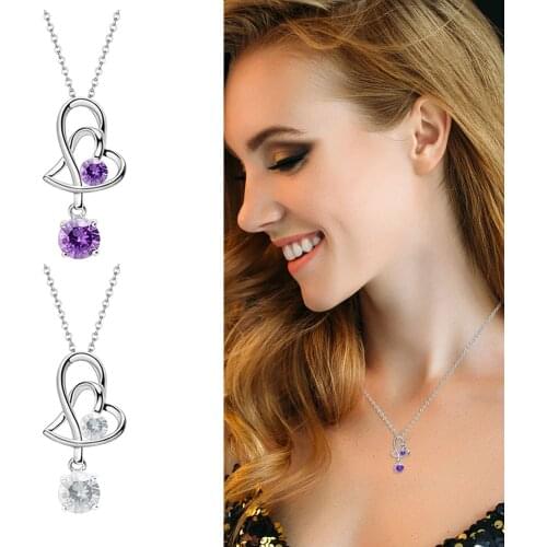 European and American love necklace sweet lovely shining crystal chain necklace fashion jewelry lovers Necklace 2021