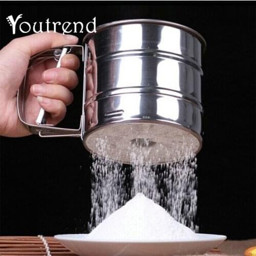 1 PC 9.5*10.5 cm Stainless Steel Sieve Cup Powder Flour Sieve Mesh Knife Baking Tools Pastry Tools kichen Scolapasta