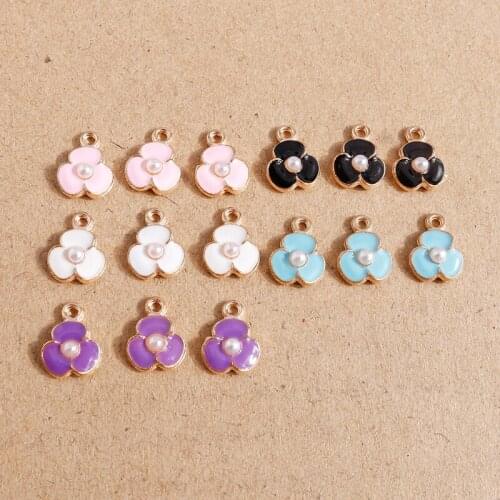 10pcs 9*11mm Alloy Enamel Small Flower Charms for Jewelry Making DIY Pearl Necklaces Earrings Pendants Handmade Jewelry Findings