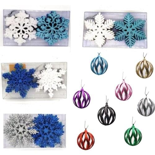 26Pcs/Set Sparkly Glitter Snowflake and Ball Christmas Ornaments Xmas Tree Hanger Garland Making Christmas Decorations