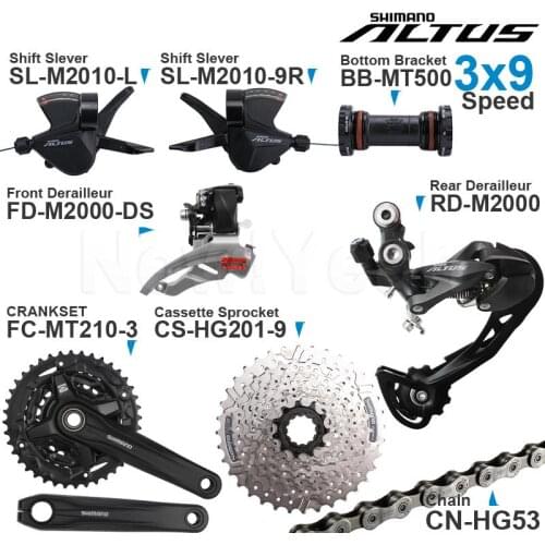 Shimano altus 3x9 Speed Groupset with M2010 Shifter Chain M2000 Front/Rear Derailleur MT210 CRANKSET Cassette Sprocket MT500 BB