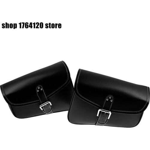 Black Motorcycle Saddle bags PU Leather Bag SaddleBags Side Tool Bags Left Right Sides For Harley Sportster 883 1200XL For Honda