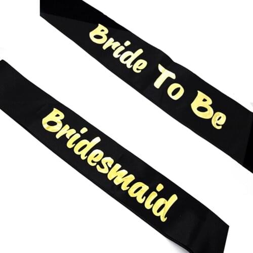 Hen Party Black Gold Bride To Be Sash Bridesmaid Bachelorette Party Decoration Supplies
