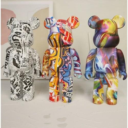 Action Figures 28cm Bearbrickly 400% Cartoon Blocks Bear Dolls Pvc Street Art Collectible Models Toys To Friends Gifts