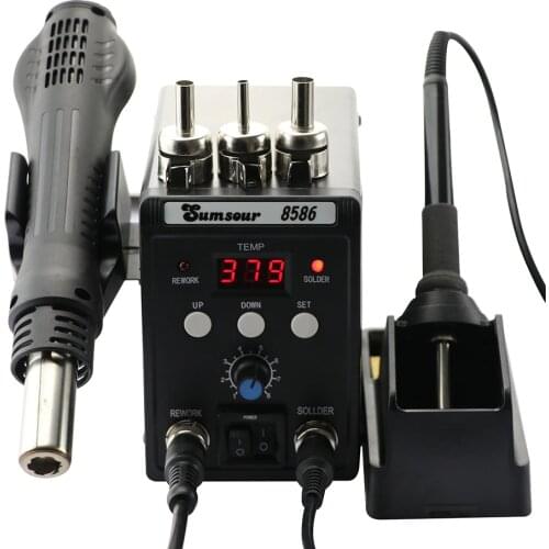 Hot Air Gun Desoldering Station 2 In 1 Digital Display Constant Temperature Electric Soldering Iron 8586 Repair Welding Tool
