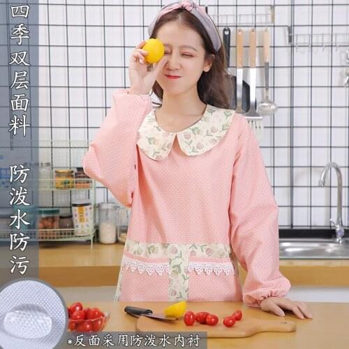 Apron womens long-sleeved kitchen waterproof and oil-proof household fashion cute cooking gown custom logo
