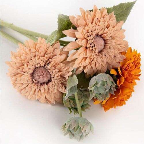 Fake Flower Eco-friendly Vivid Faux Silk Flower Artificial Sunflower Wedding Decor for Home