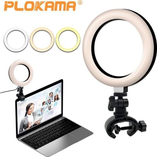 6 inch Selfie Ring Light for Laptop Computer Desktop Youtube Ring Lamp Video Conference Lighting With Tripod Phone Holder Clip