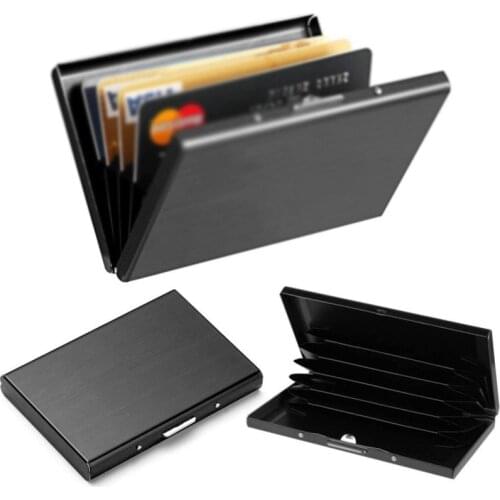 BISI GORO Creative Aluminum Metal Stainless Steel Credit Credit Card Box ID Wallet Business Card Case Slim Black Card Holder