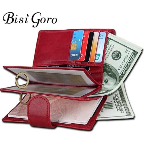 Bisi Goro 2019 Anti-theft Brush RFID Foreign Trade supply Real leather passport bag Mens Wallet Kraft Money Bag Passport Holder