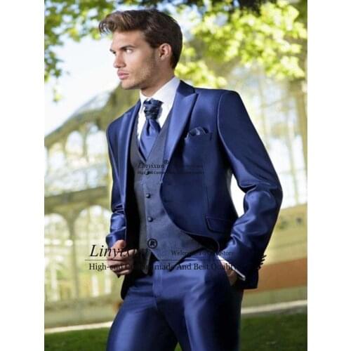 Custom Made costume homme new bright Blue Mens Suits 3 Piece 2020 New Arrival tuxedos for men Party tuxedos Wedding men Suit
