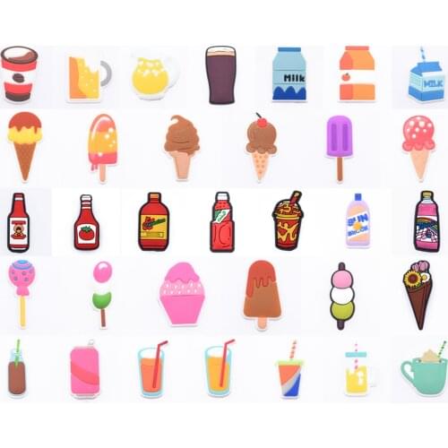 Best Sell Croc Charms Shoes Boy Drink Coffee Milk Tea Decoration Kid Ice Cream Juice Bracelet Girl Candy Popsicle Accessories