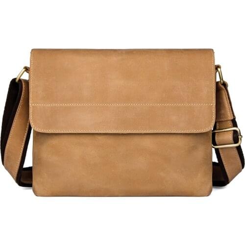 Men Shoulder Bag 2021 New Genuine Leather Casual Fashion Ipad Travel Small Flap Crossbody Bags Male