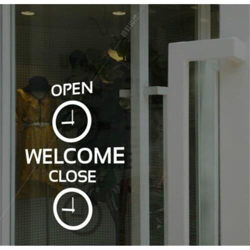 Business Hours Glass Window Stickers Custom Letter Number Shop Open Time Sticker Fashion Window Glass Door Time Poster Stickers