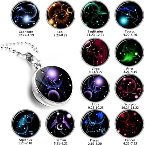 Fashion Charm Starry Sky Edition Spherical Twelve Constellation Pendant Necklace Women Golden Birthday Commemorative Gift