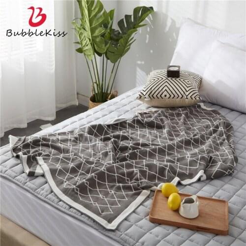 Bubble Kiss Throw Blanket Nordic Black And White Geometric Pattern Cotton Knitted Blanket For Home Sofa Travel Portable Blanket